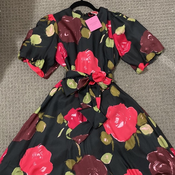 Kate Spade Brushy Roses Silk-Blend Twill Belted Dress NEW size 8 (retail $358) - Picture 3 of 8